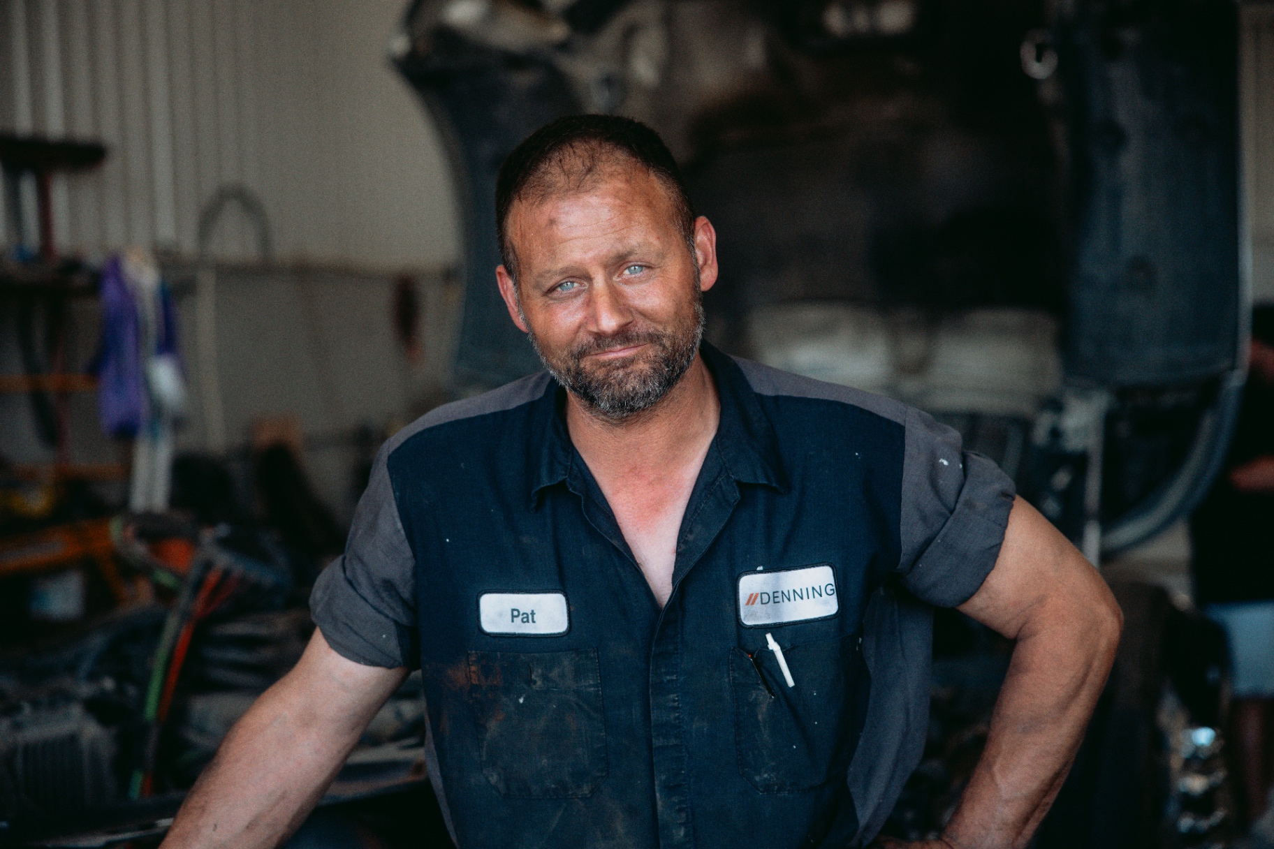 Pat, Denning shop tech, in the diesel bay